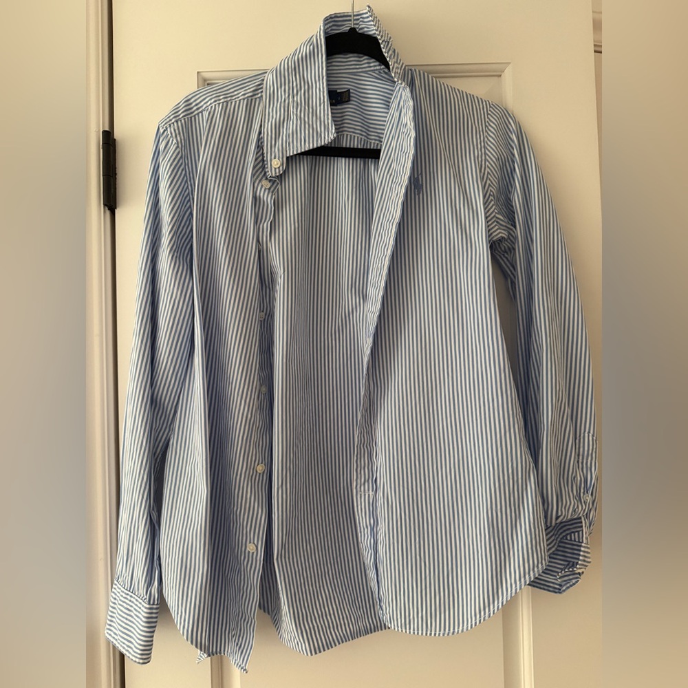 Polo by Ralph Lauren Blue and White Striped Button-Down Shirt